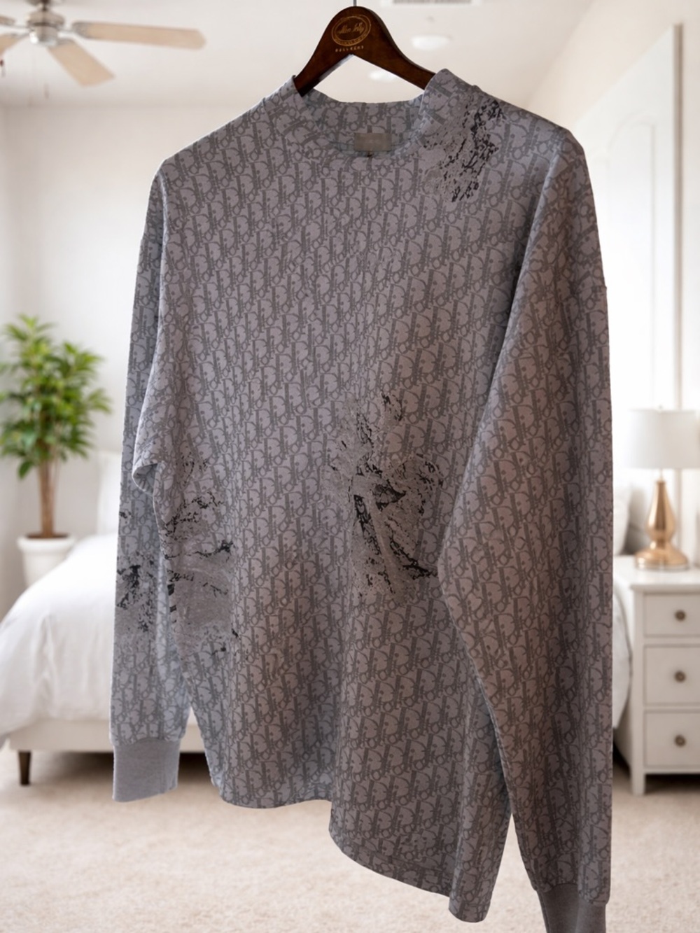 Dior Gray Monogram Turtleneck Sweater
